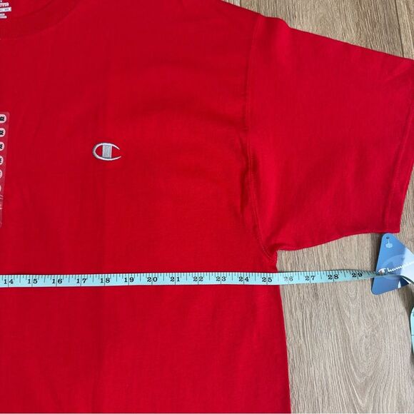 S O L D : NWT CHAMPION Mens 2XL Red Crew Neck Logo T-SHIRT Tee - Picture 6 of 8